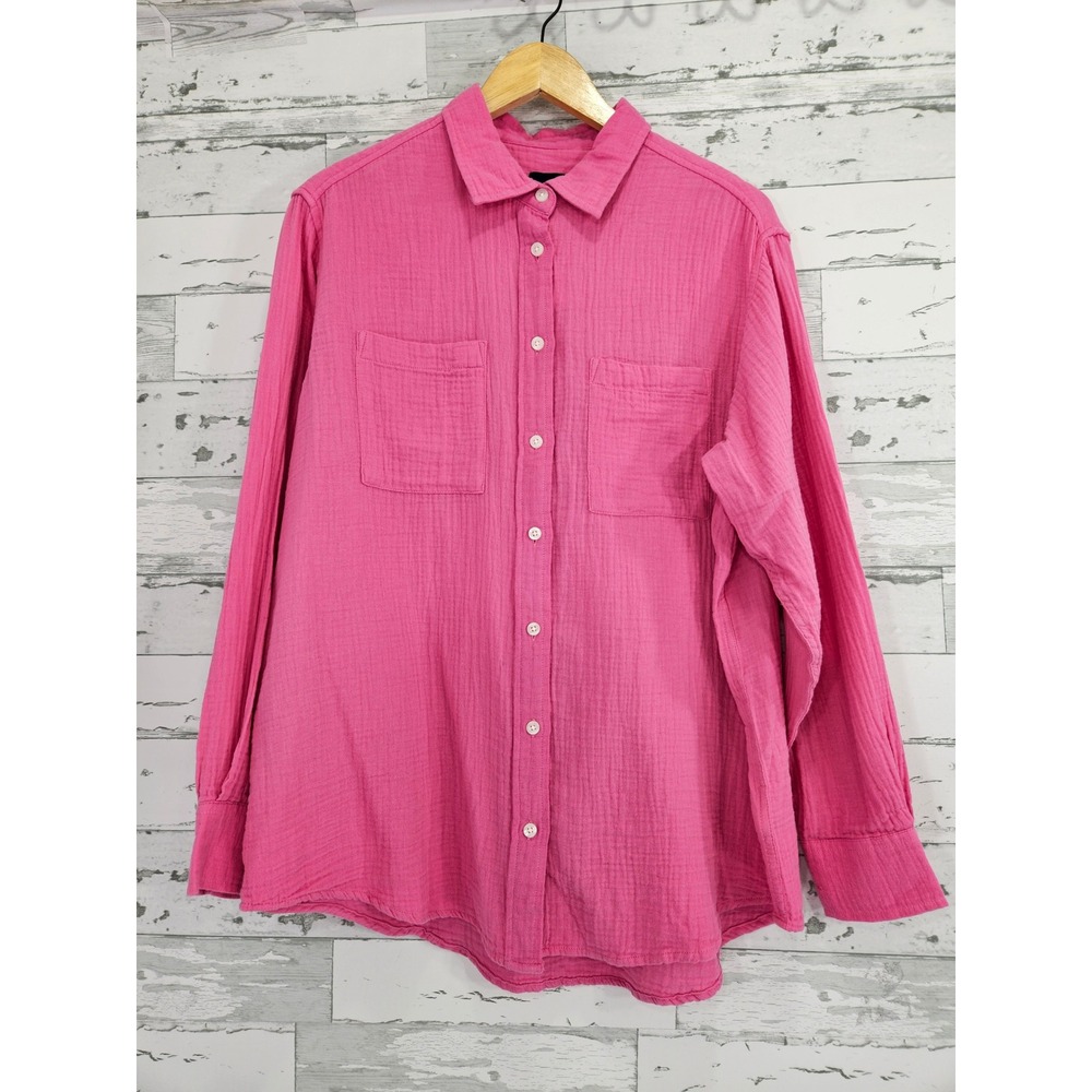 Gap Womens Pink Cotton Double Gauze Long Sleeve Button Down Shirt Small